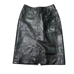 M.B. Made in Italy Black Leather Skirt